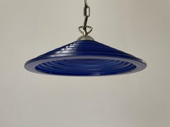 Cobalt Blue Layered Glass Pendant Lamp with Chain Hanger, 1970s, Germany