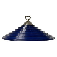 Cobalt Blue Layered Glass Pendant Lamp with Chain Hanger, 1970s, Germany