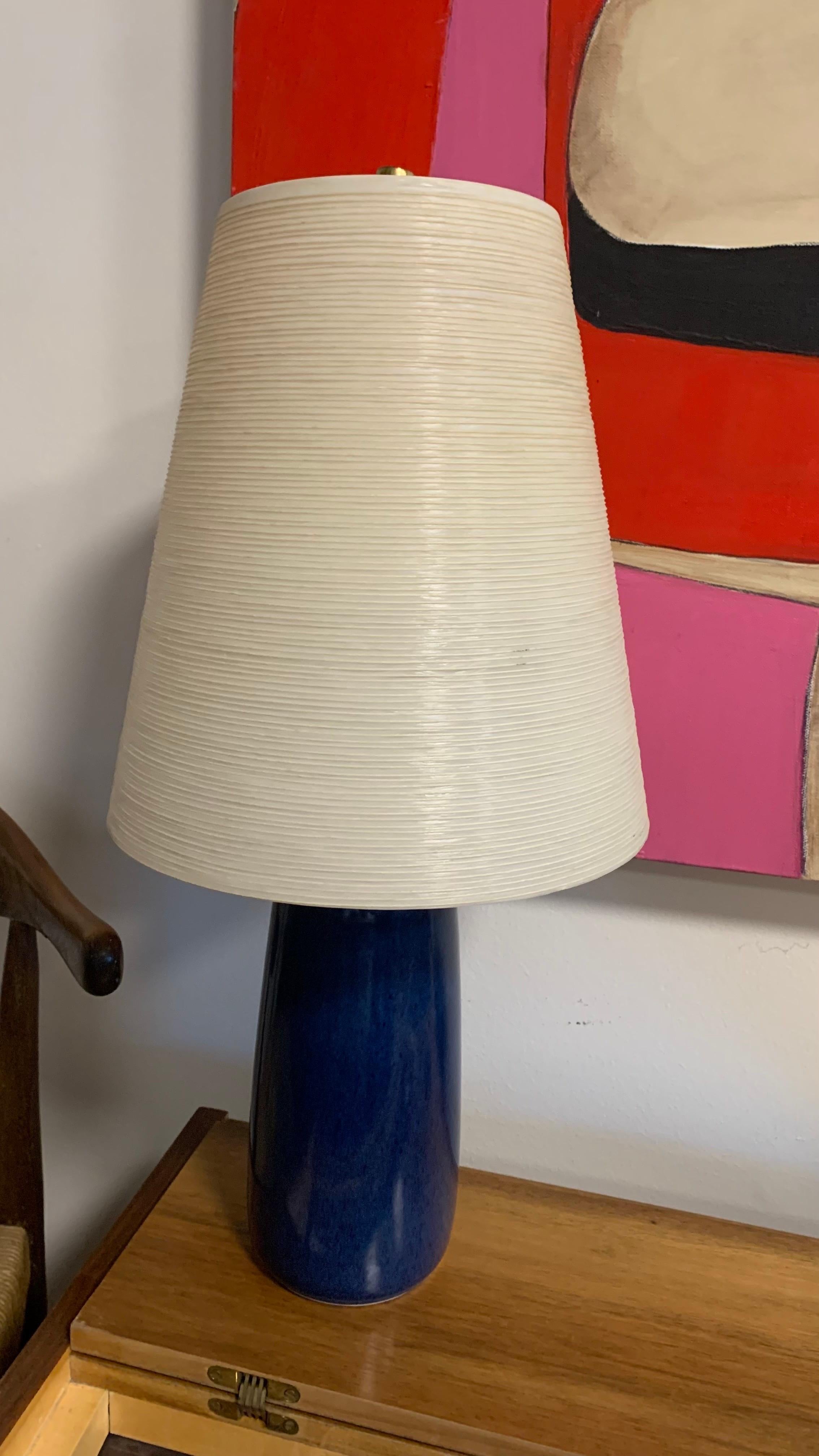 Cobalt Blue Lotte & Gunnar Bostlund Ceramic Lamp For Sale 3