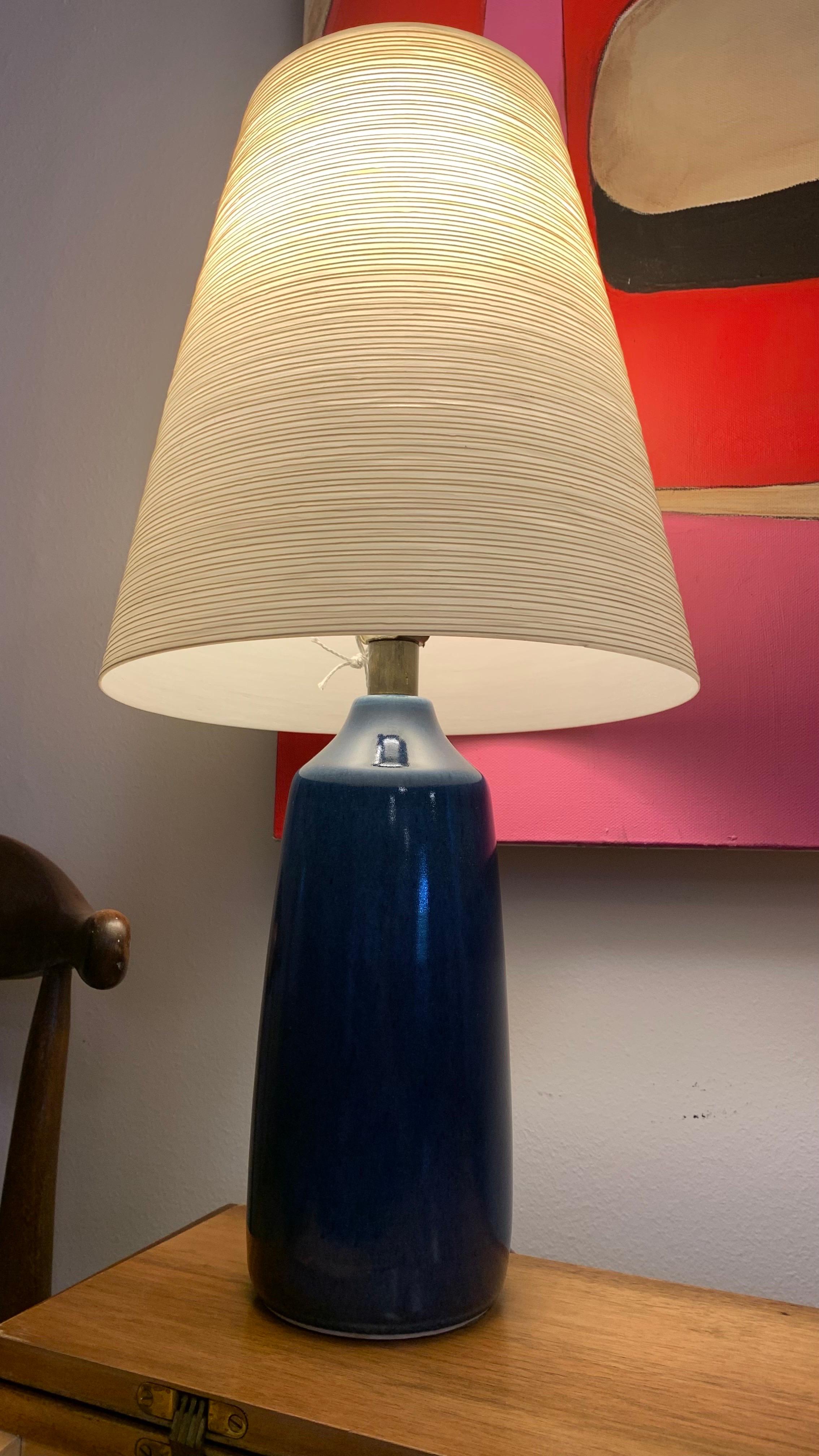 Cobalt Blue Lotte & Gunnar Bostlund Ceramic Lamp For Sale 4