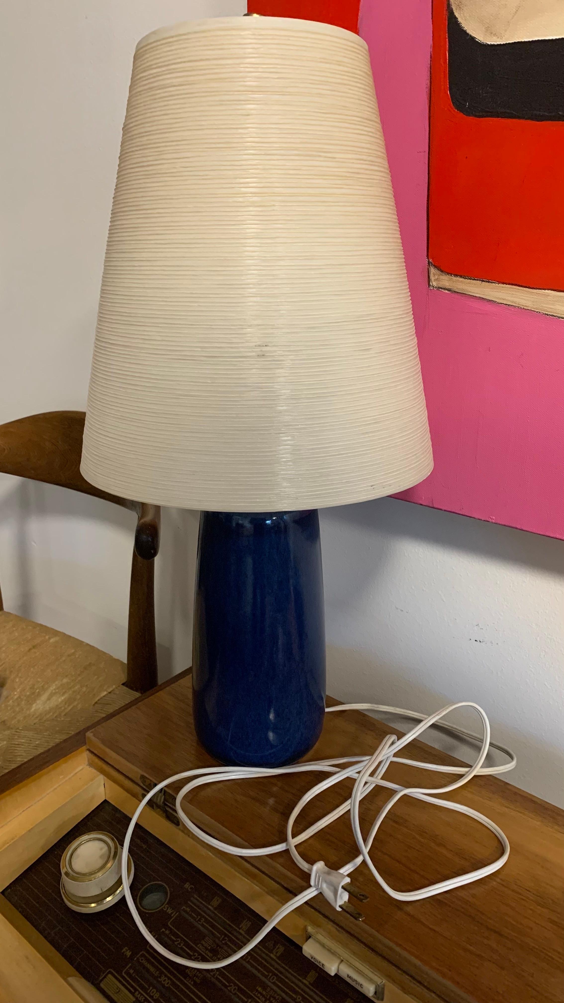 Metal Cobalt Blue Lotte & Gunnar Bostlund Ceramic Lamp For Sale