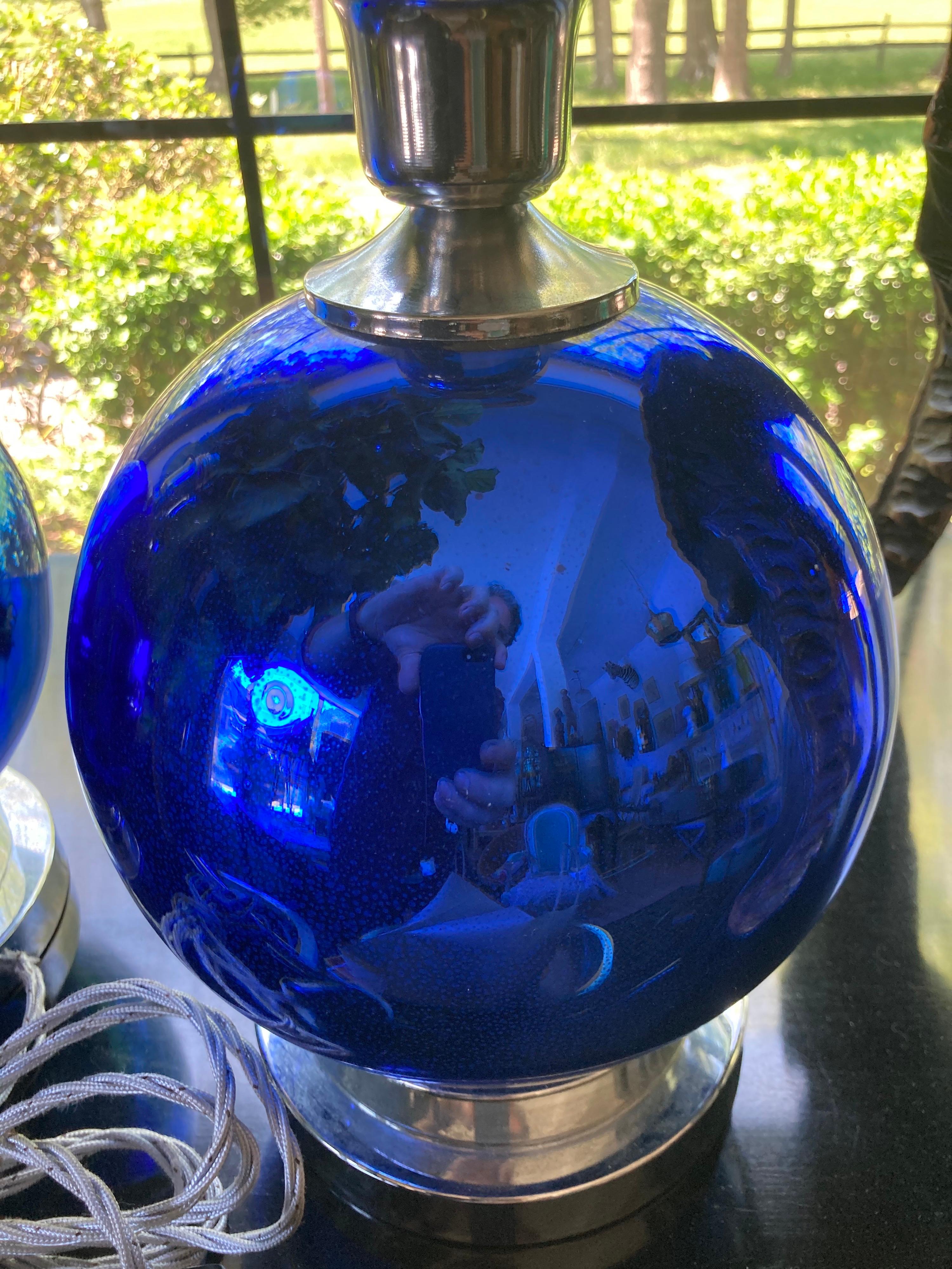 Cobalt Blue Mercury Glass Lamps 1