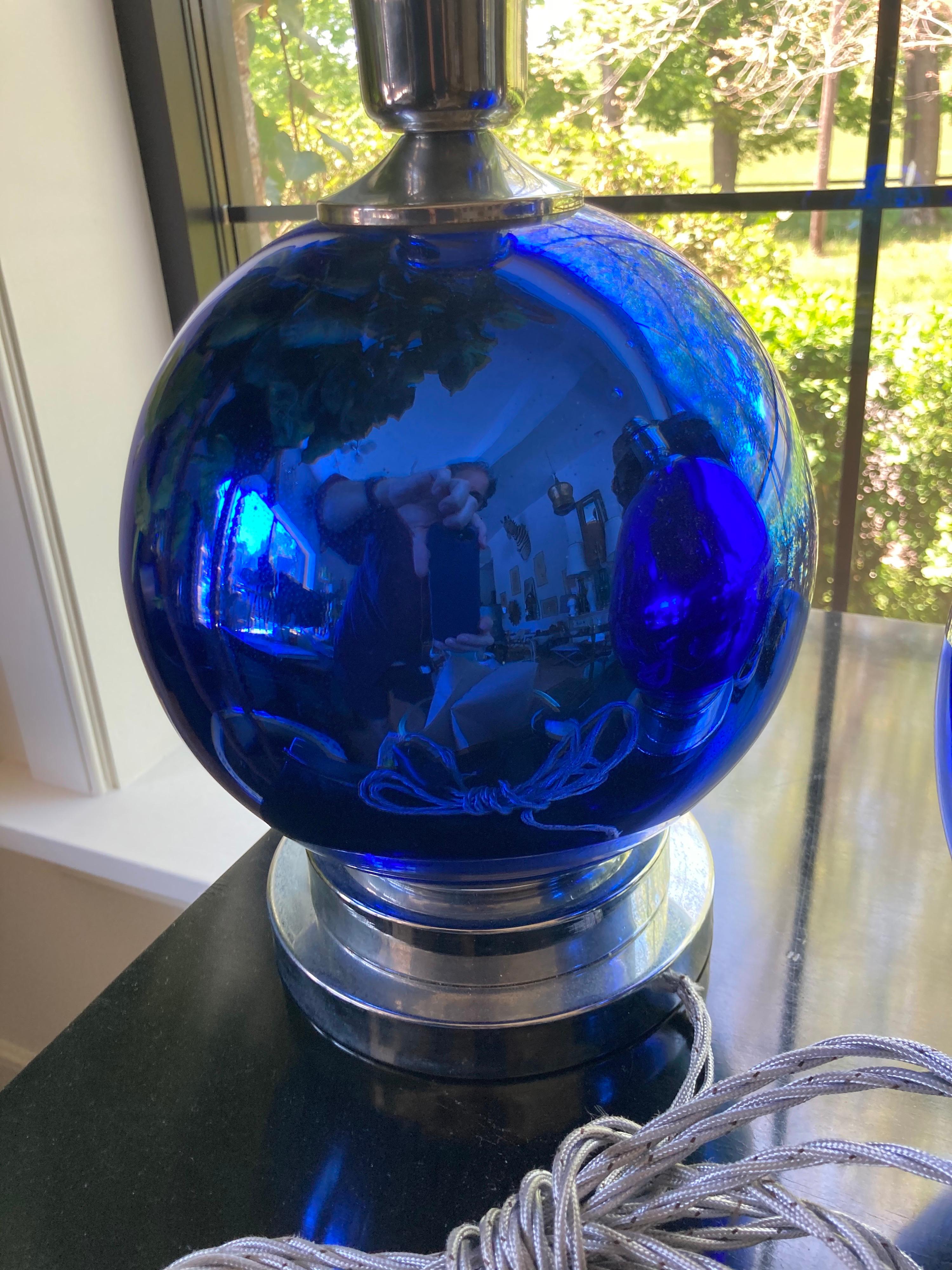 Cobalt Blue Mercury Glass Lamps 2