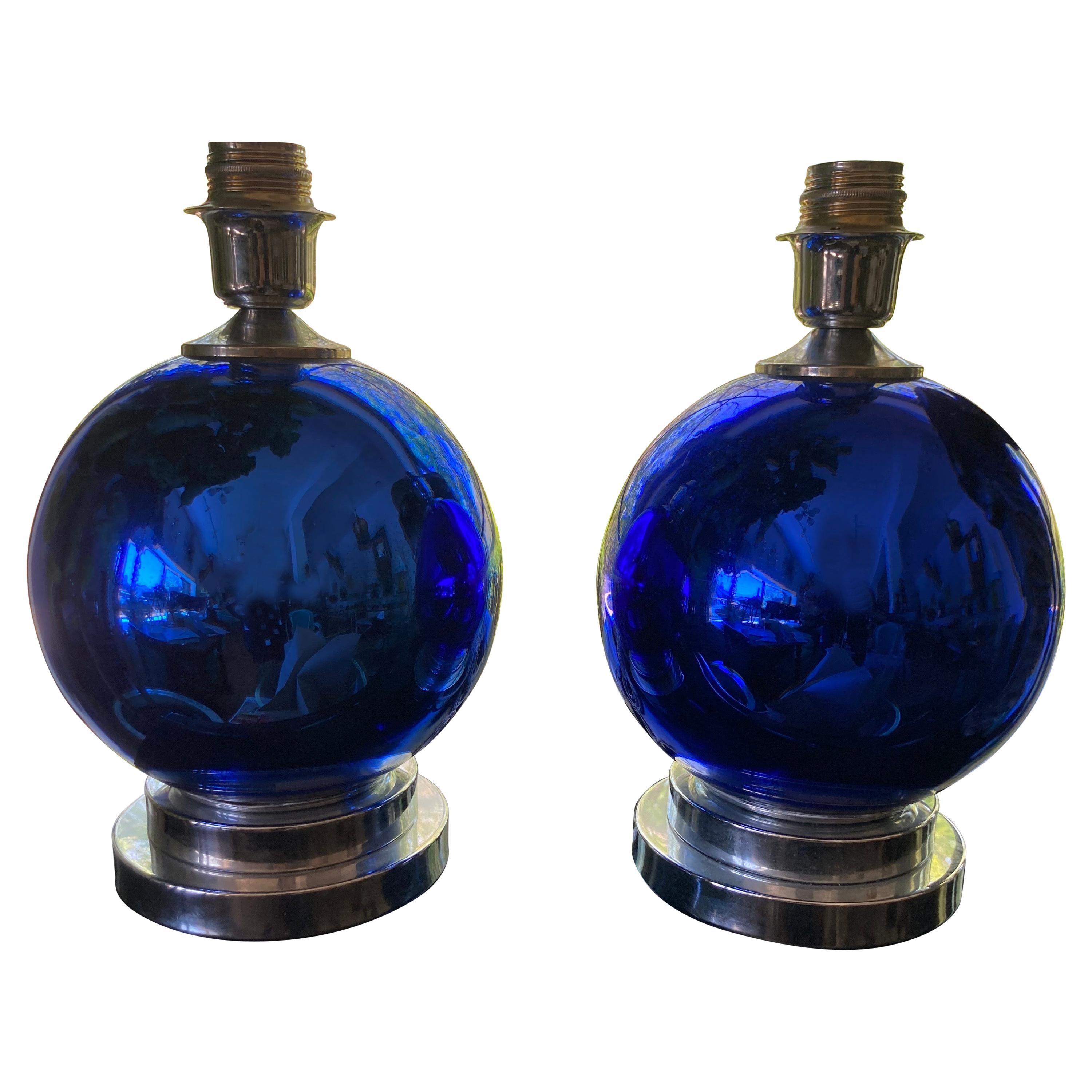 Cobalt Blue Mercury Glass Lamps