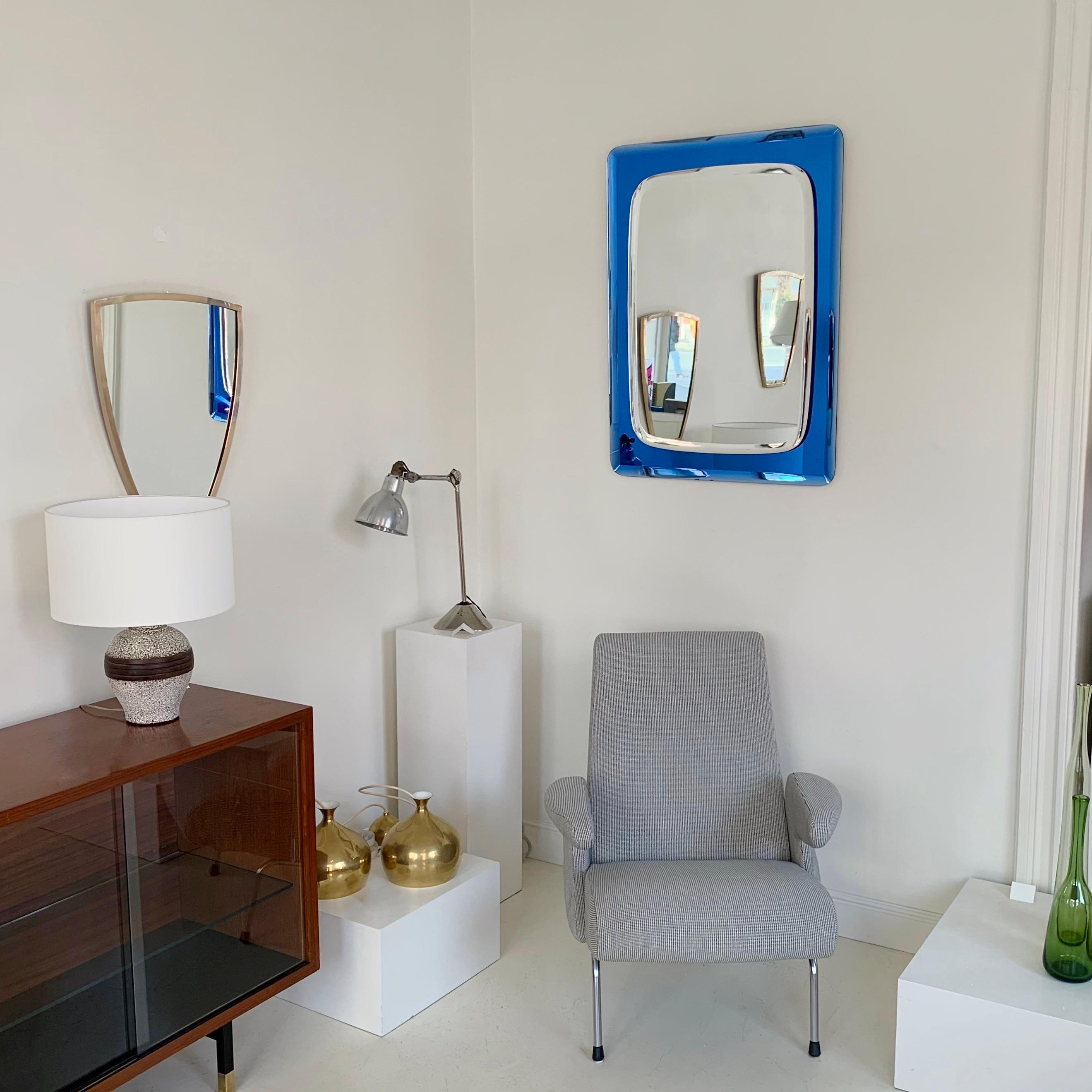 Cobalt Blue Mirror by Cristal Arte, circa 1960, Italy For Sale 7