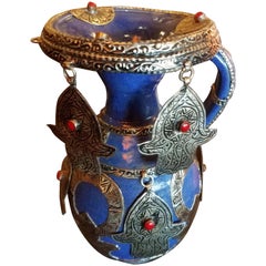 Cobalt Blue Moroccan Khamsa Vase, Small