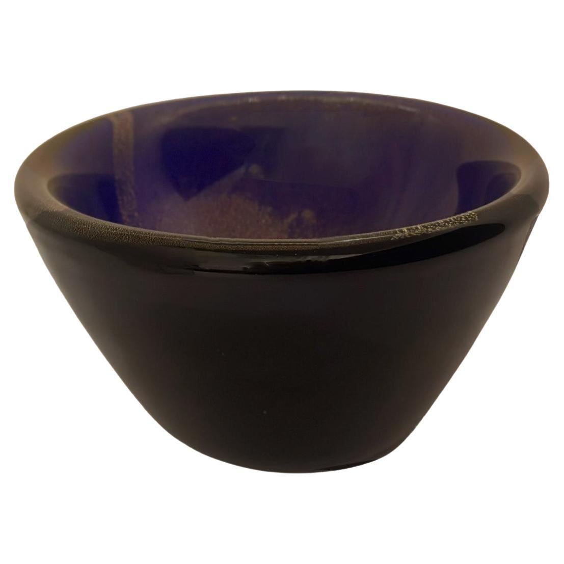Cobalt Blue Murano Glass Bowl with Avventurina