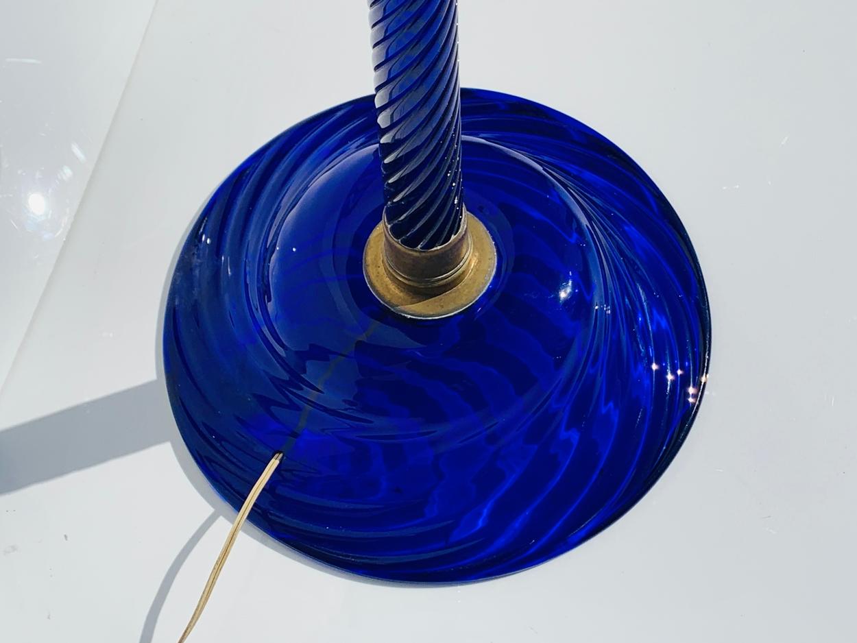 Cobalt Blue Murano Glass & Brass Floor Lamp 4