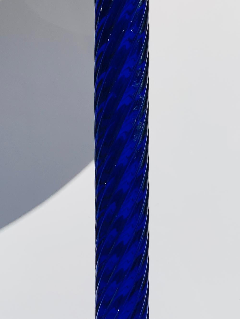20th Century Cobalt Blue Murano Glass & Brass Floor Lamp