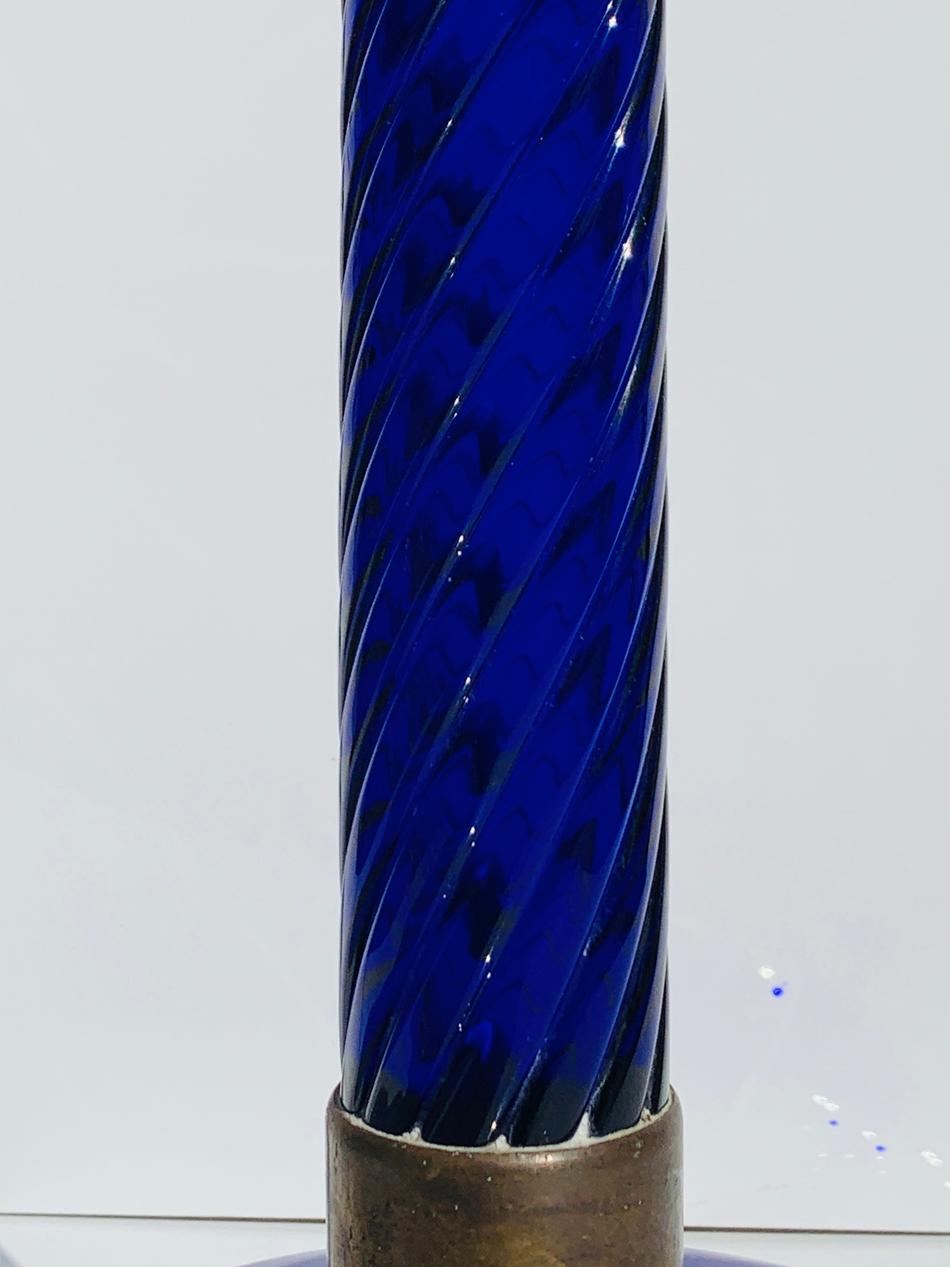 Cobalt Blue Murano Glass & Brass Floor Lamp 1