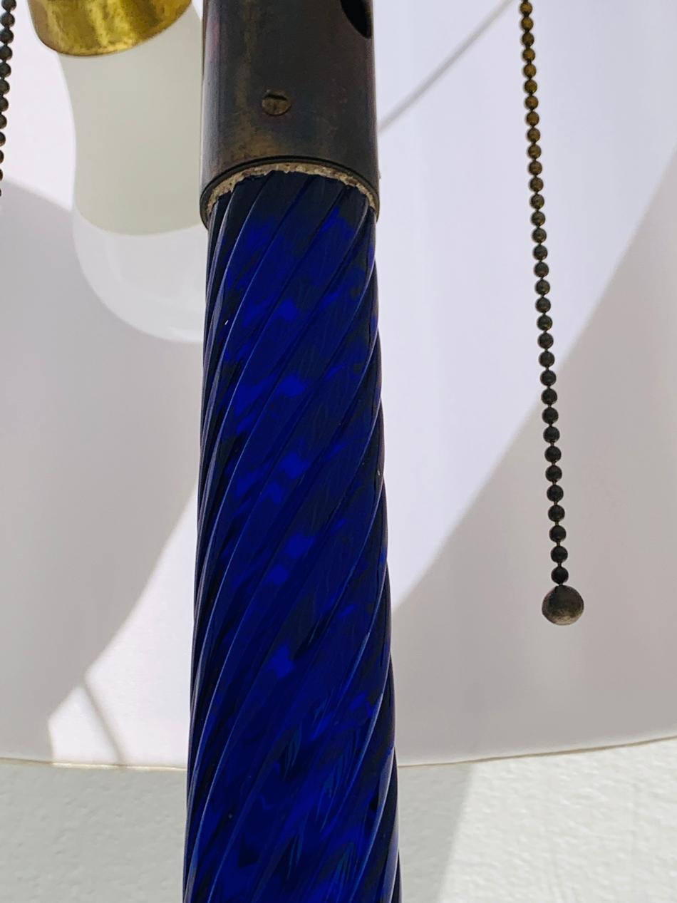 Cobalt Blue Murano Glass & Brass Floor Lamp 2