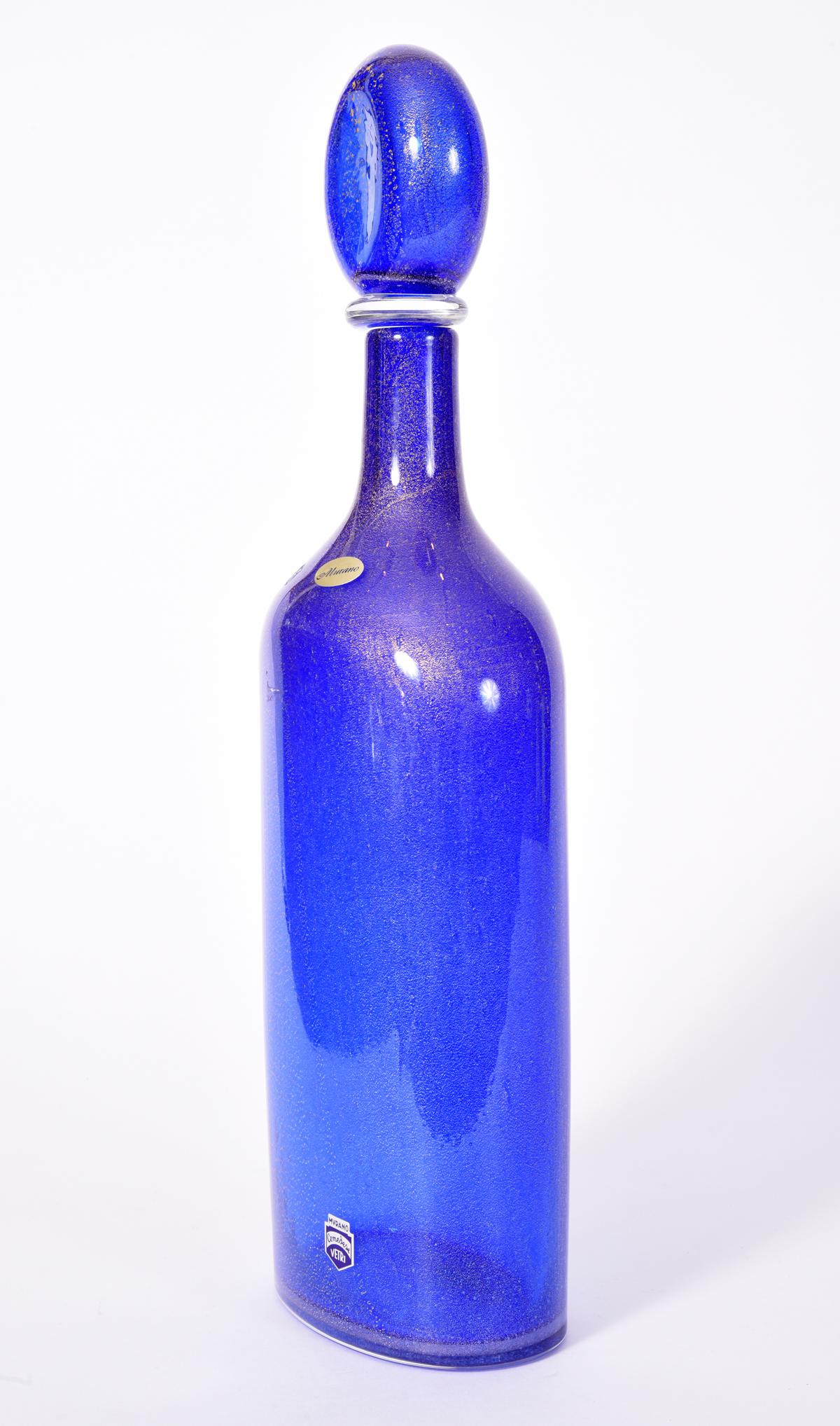 European Cobalt Blue Murano Glass Decanter