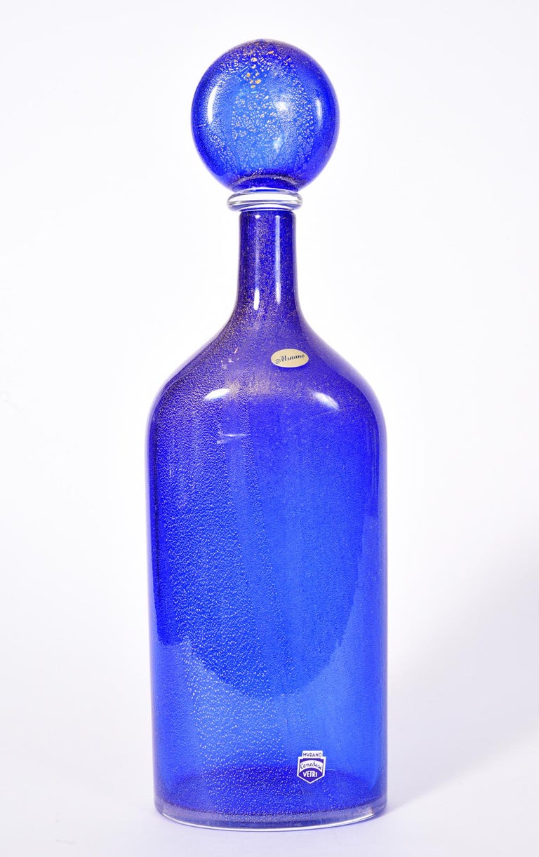 Cobalt Blue Murano Glass Decanter For Sale at 1stDibs