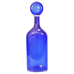 Cobalt Blue Murano Glass Decanter / Gold Flecks Details