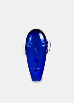 Cobalt Blue Murano Glass Head Sculpture, Italy, 1970s, 45cm Tall