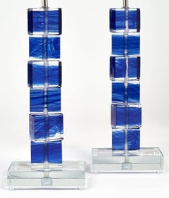 Cobalt Blue Murano Glass Lamps
