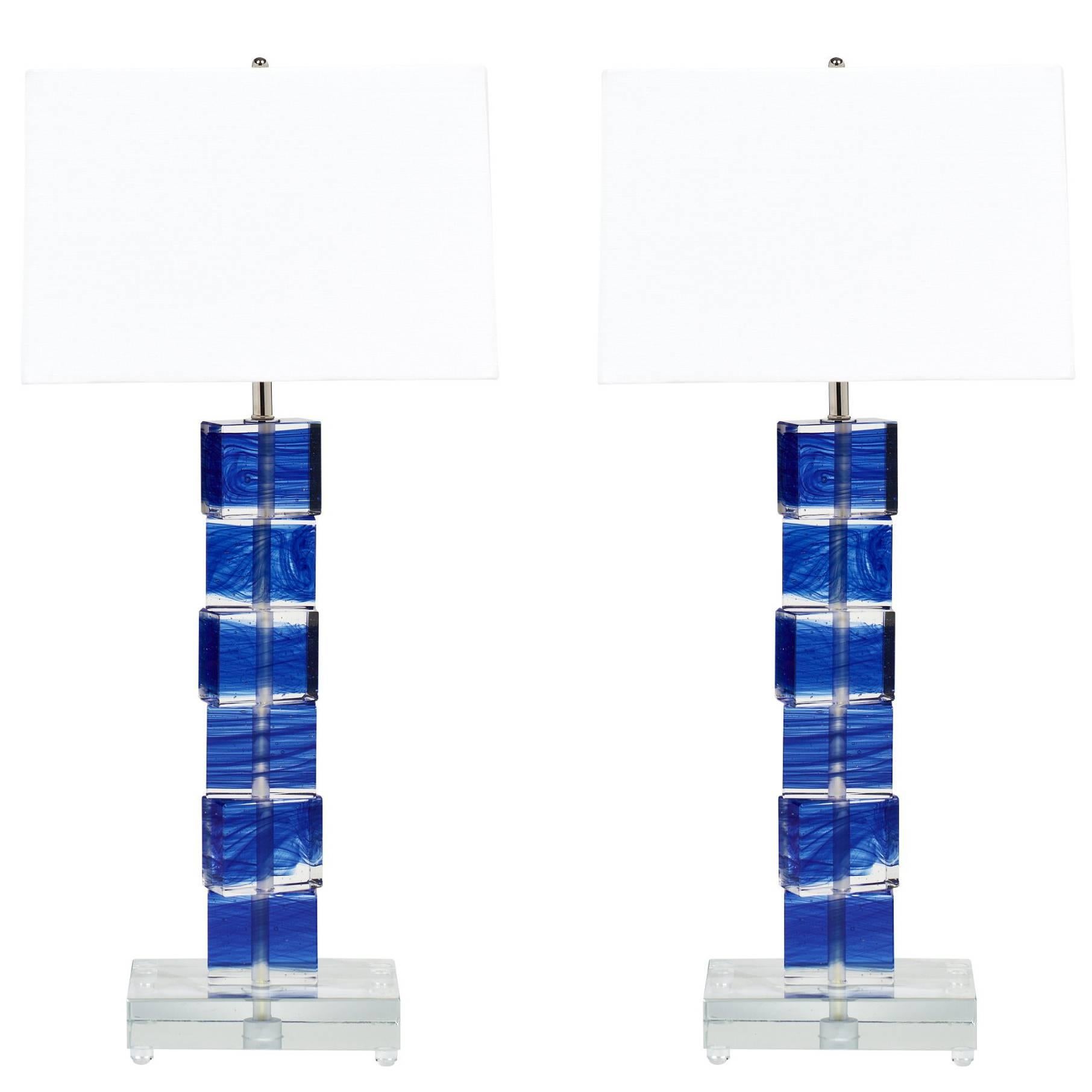 Cobalt Blue Murano Glass Lamps