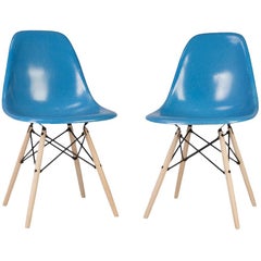 Cobalt Blue Pair '2' Herman Miller Eames DSW Dining Side Shell Chair