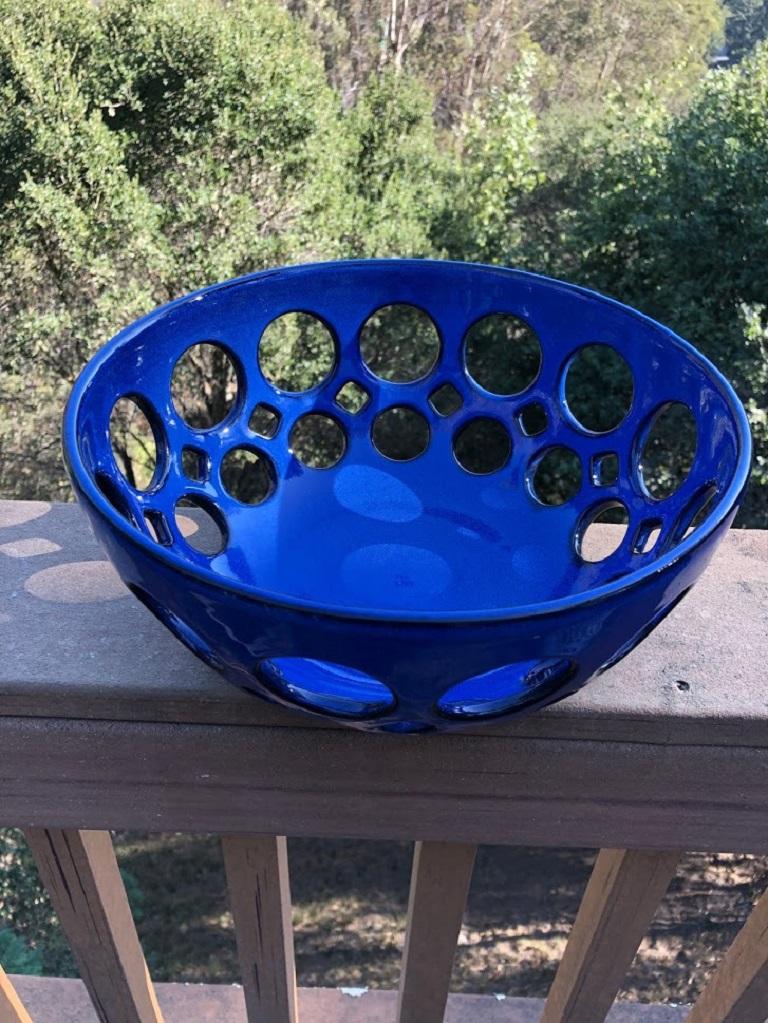 blue fruit bowl