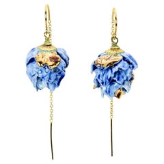 Cobalt Blue Porcelain Artichoke Earrings