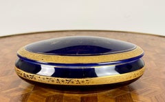 Cobalt blue and gold porcelain box from Limoges, France circa 1955/60