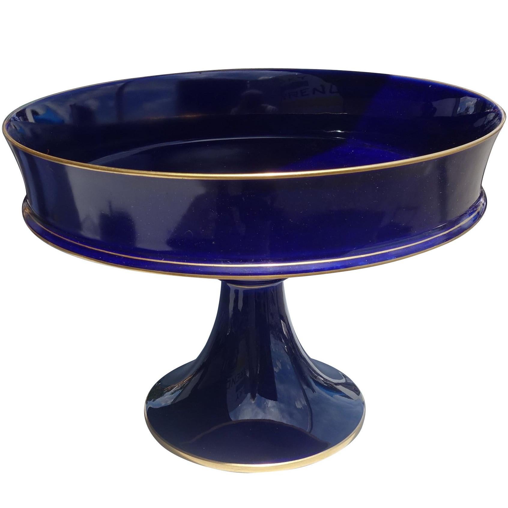 Cobalt Blue Porcelain Footed Bowl, France, 19th Century