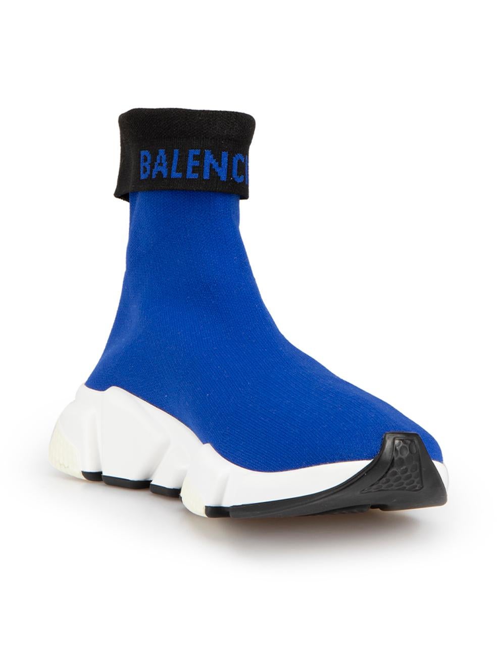 CONDITION is Never Worn. No visible wear to shoes is evident on this used Balenciaga designer resale item.



Details


Unisex

Blue

Synthetics

Sock trainers

Slip-on

Chunky white soles

Logo detail on the front



 

Made in