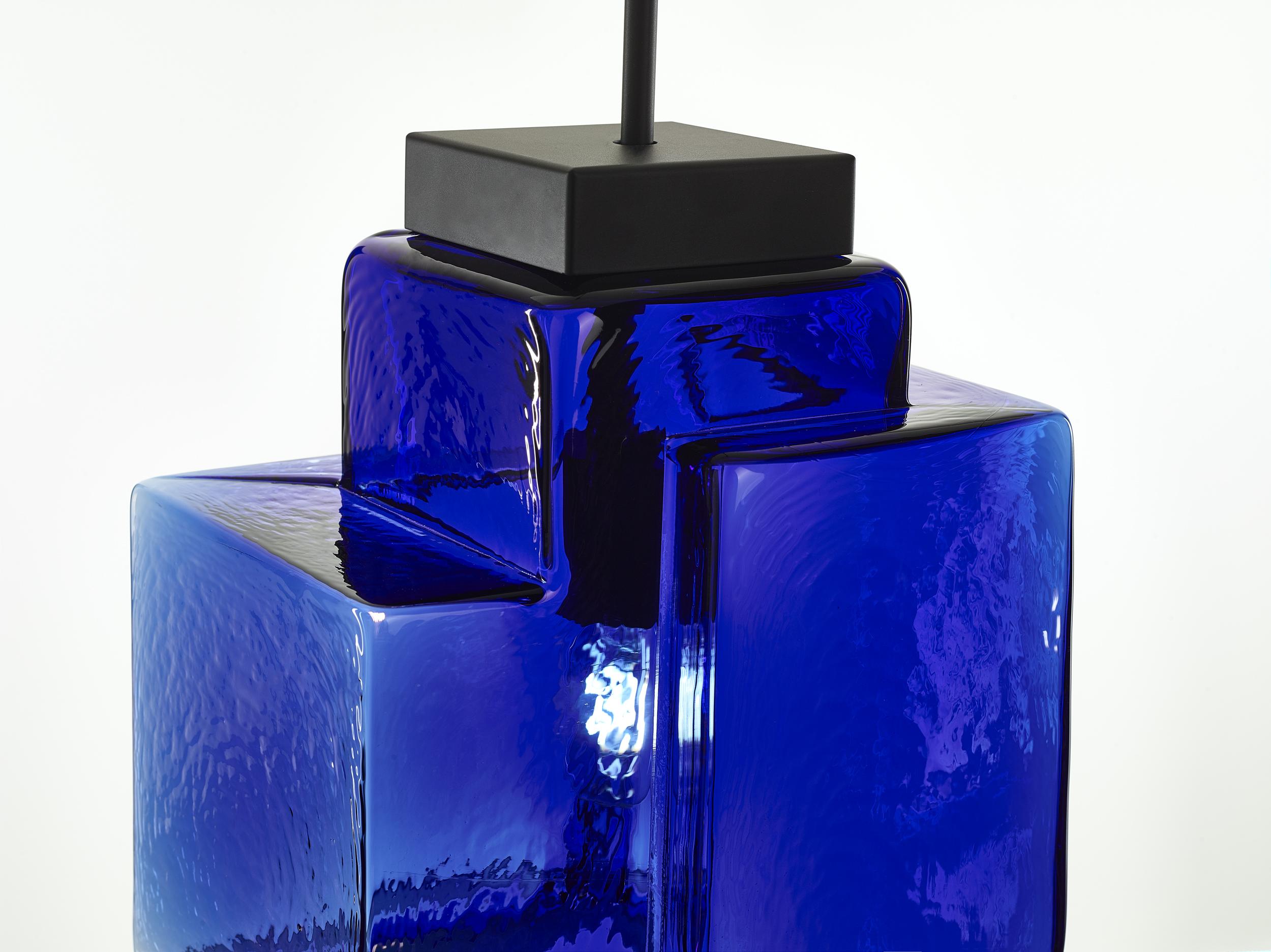 Modern Cobalt Blue Tetris Pendant Light by Dechem Studio For Sale