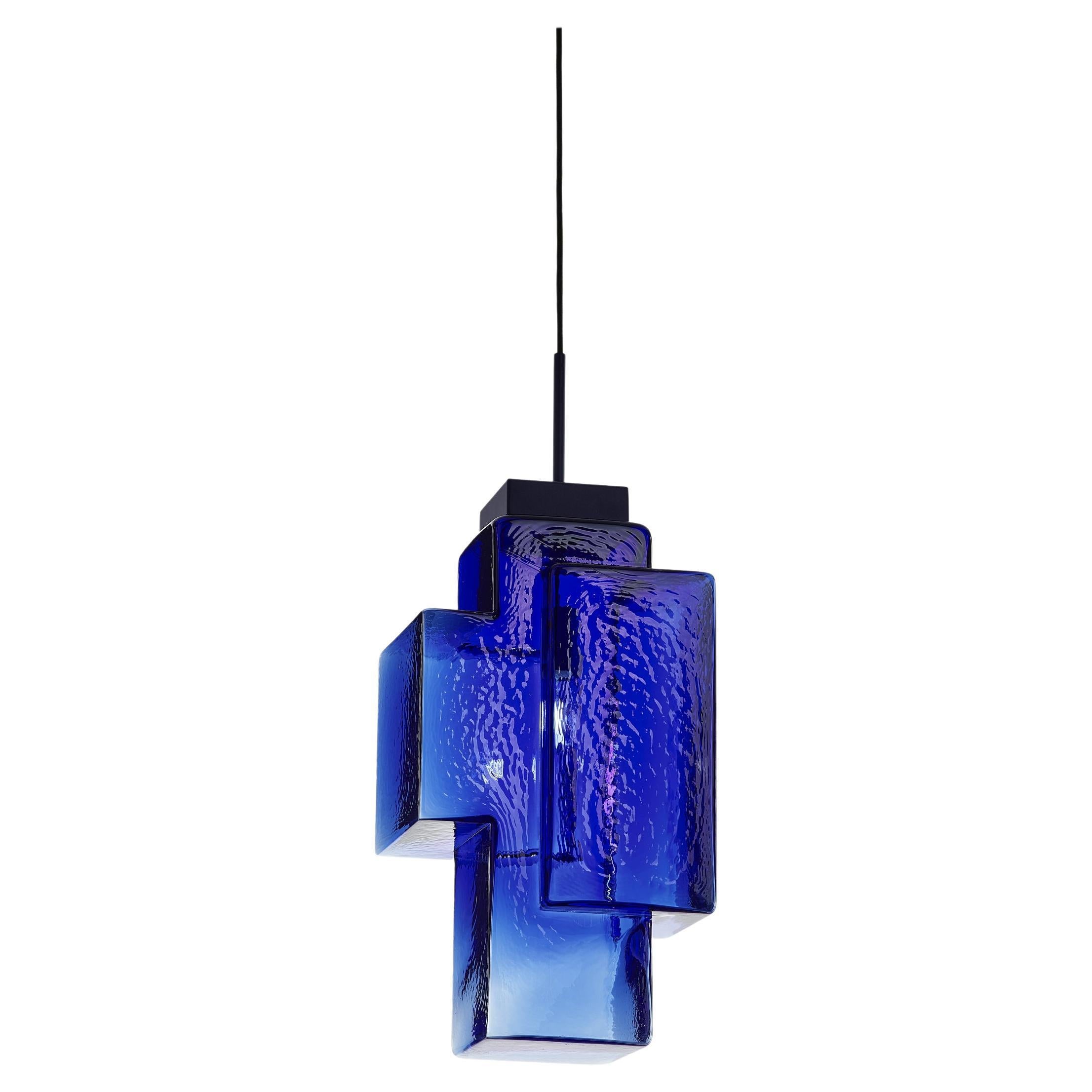 Cobalt Blue Tetris Pendant Light by Dechem Studio For Sale