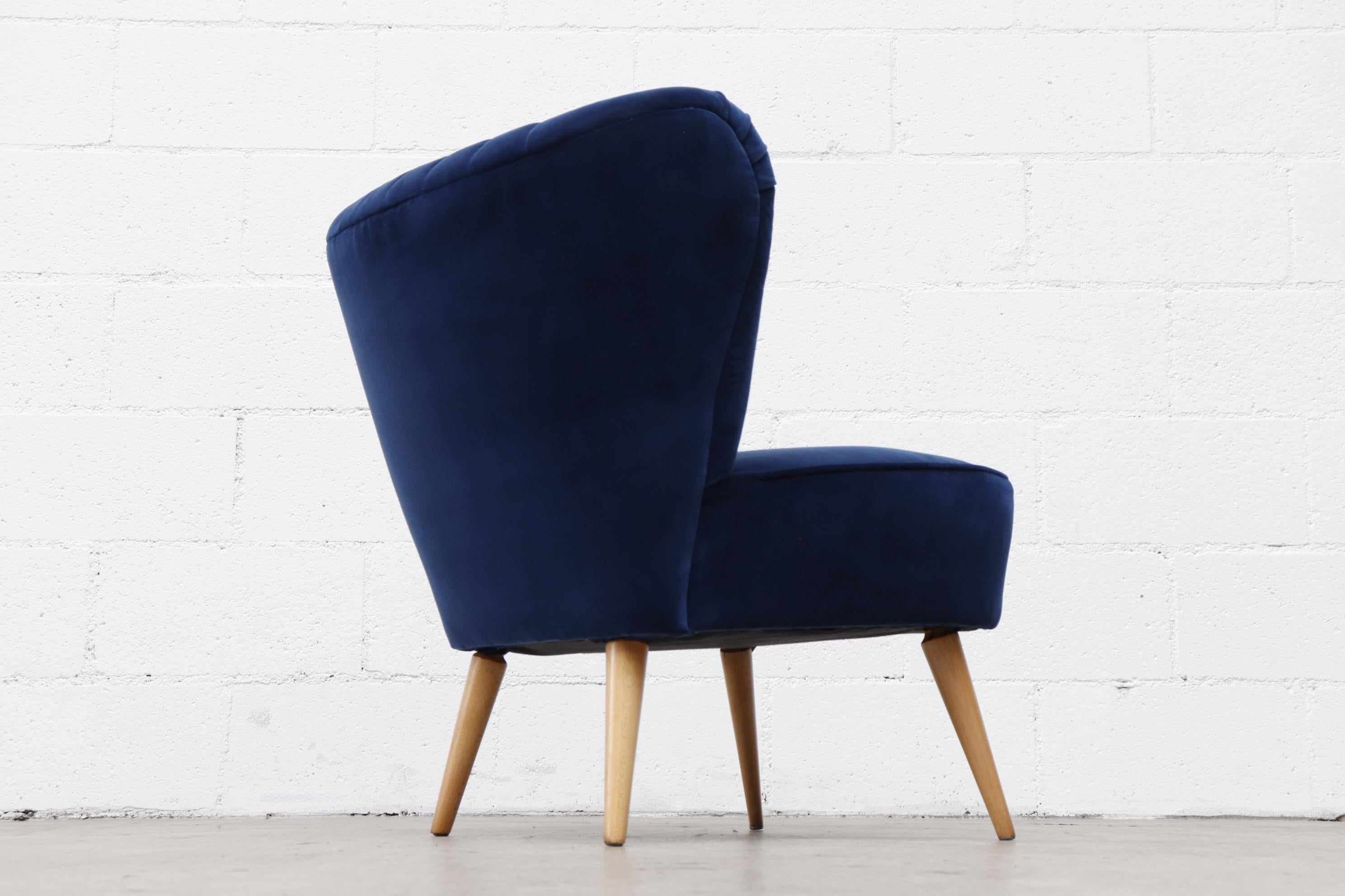 Dutch Cobalt Blue Theo Ruth Style Velvet Lounge Chair