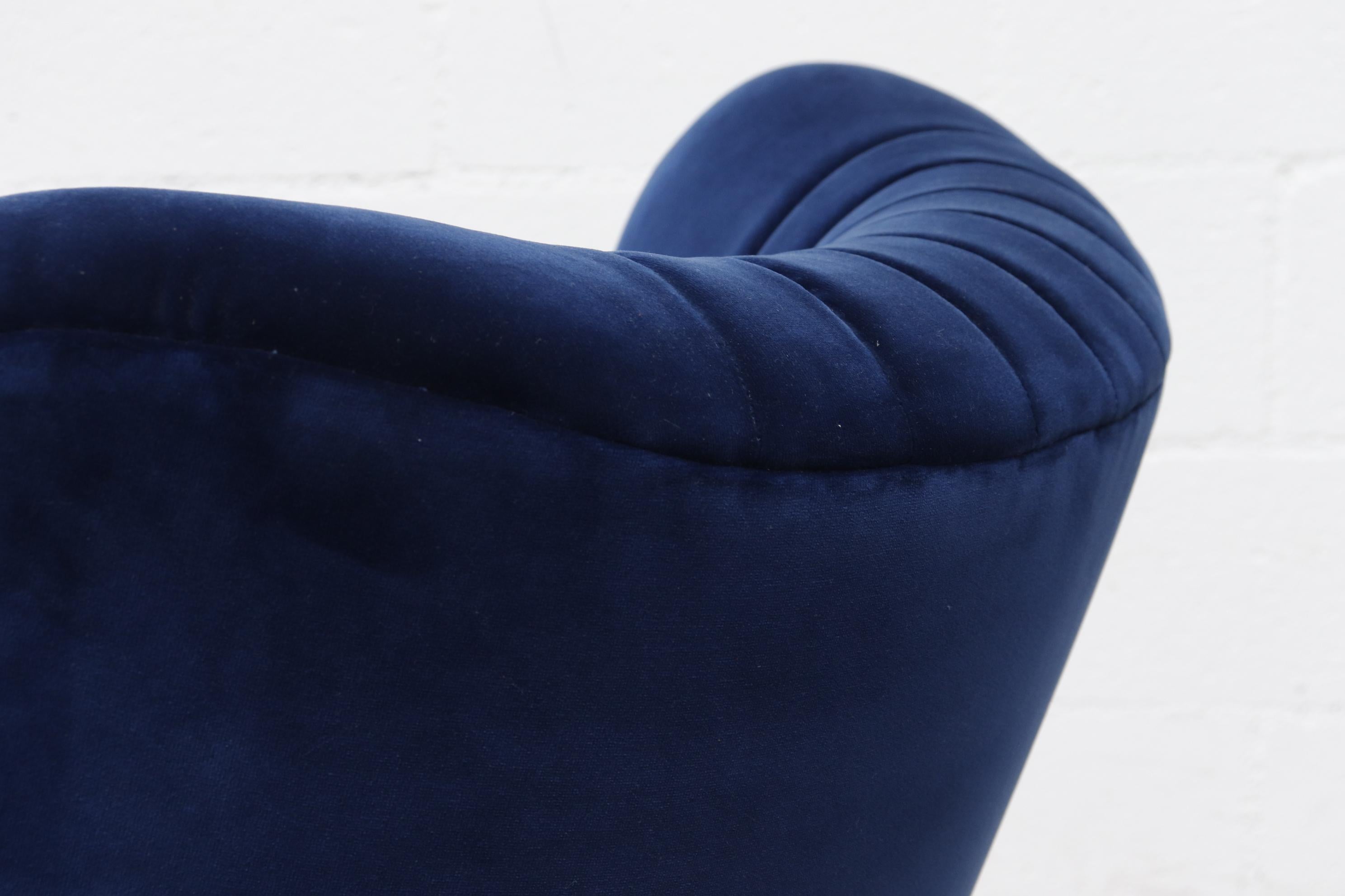 Mid-20th Century Cobalt Blue Theo Ruth Style Velvet Lounge Chair