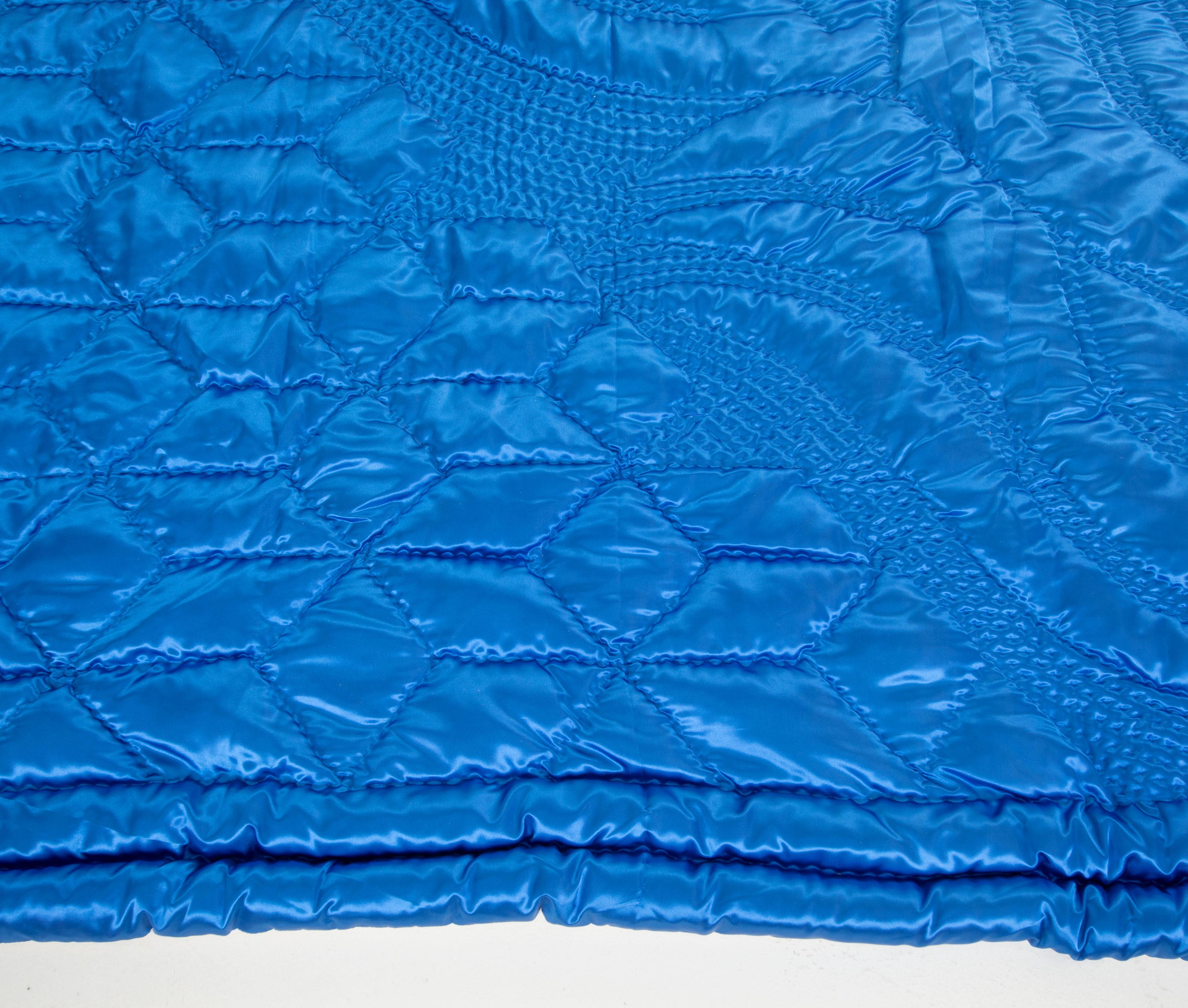 Modern Cobalt Blue Turkish Contemporary Quilt, 21st C