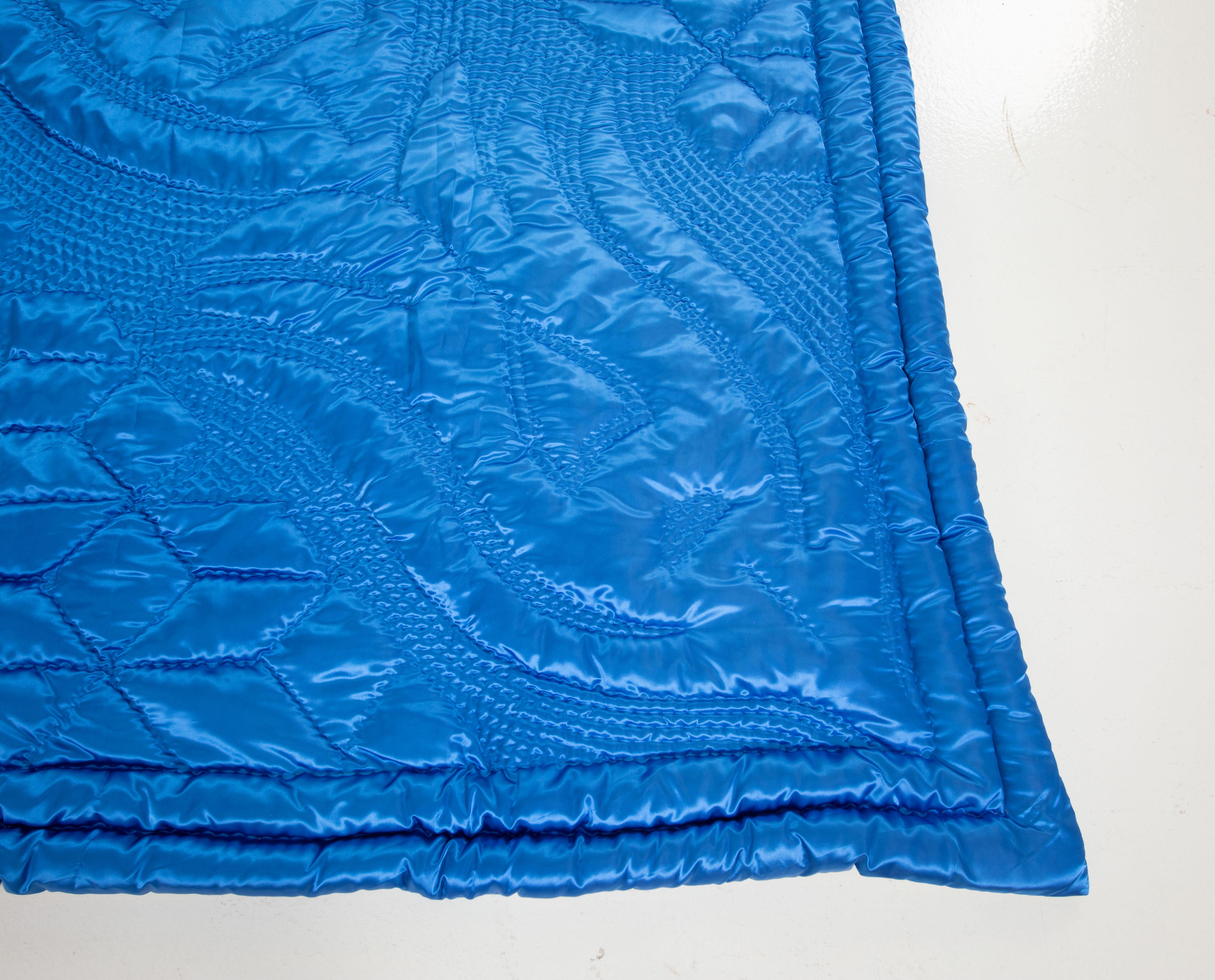 Cobalt Blue Turkish Contemporary Quilt, 21st C In Good Condition In Istanbul, TR