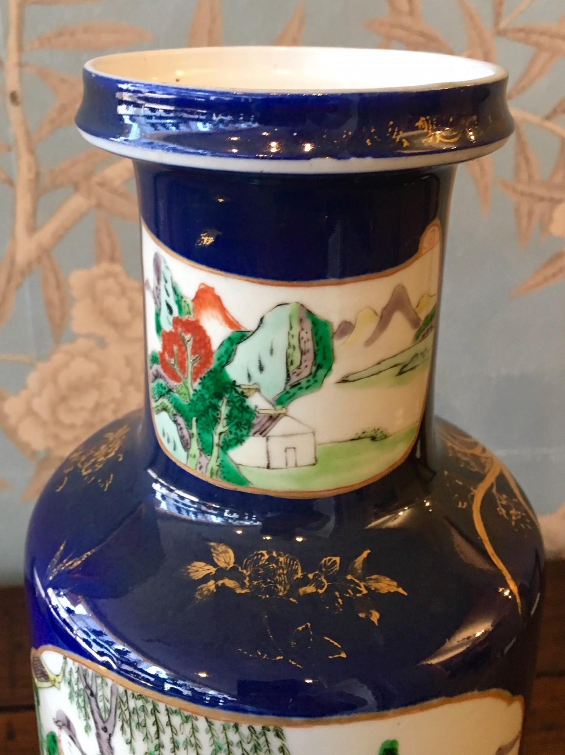 Cobalt Blue Vase (Handbemalt) im Angebot