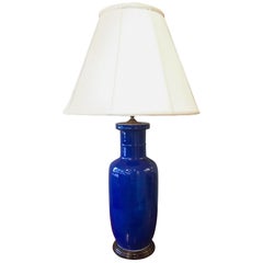 Cobalt Blue Vase Mounted as a Lamp