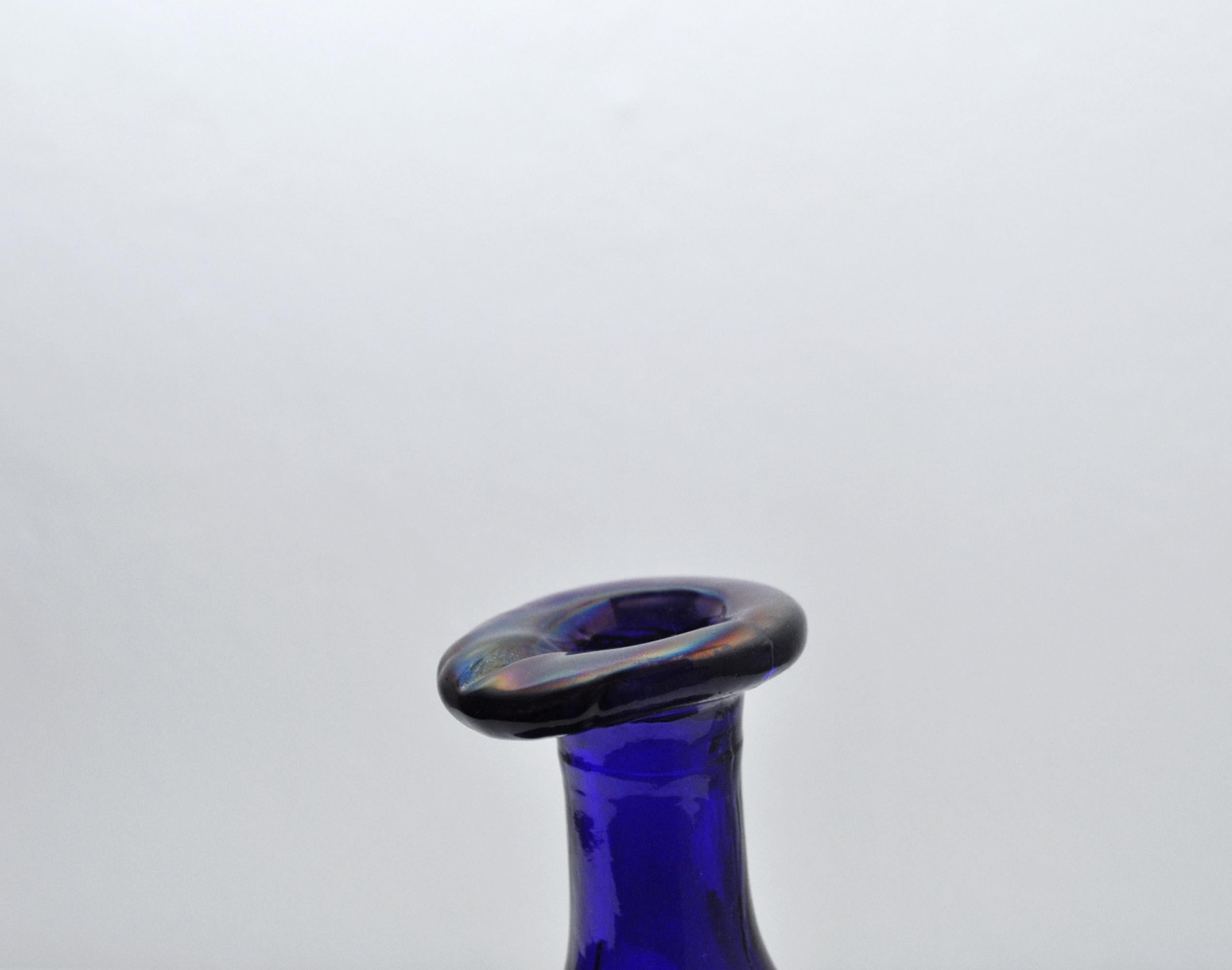 Danish Cobalt Blue Viking Decanter and Cups, Ole Winther, Holmegaard Glasværk, 1962 For Sale