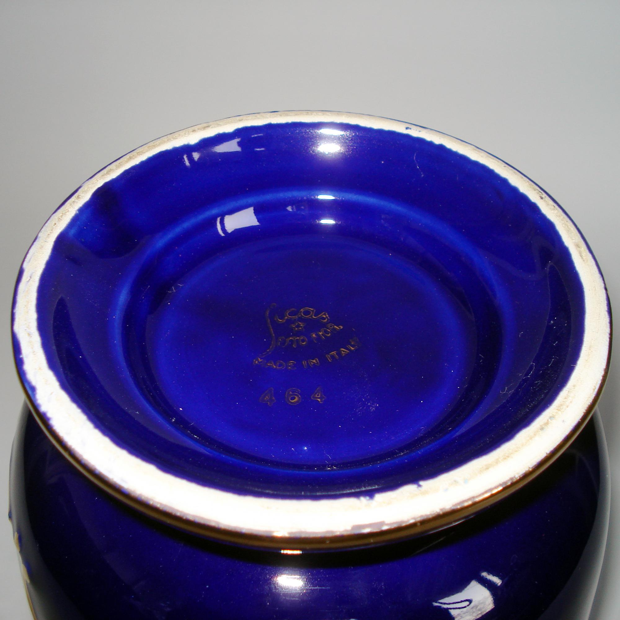 Cobalt Blue Vintage Italian Porcelain Cachepot, 1950s 5