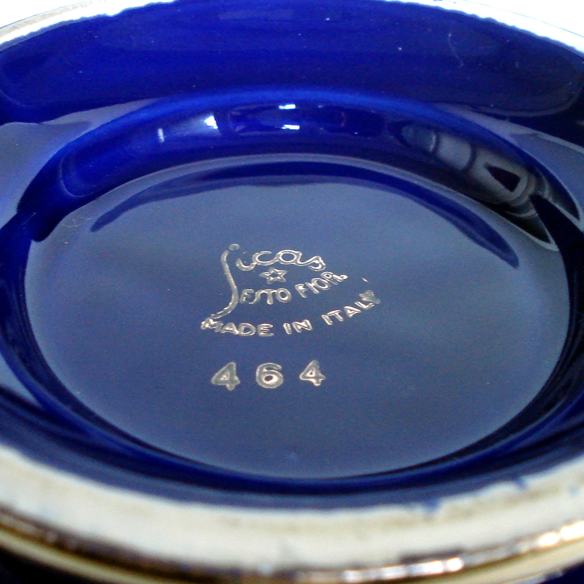 Cobalt Blue Vintage Italian Porcelain Cachepot, 1950s 6