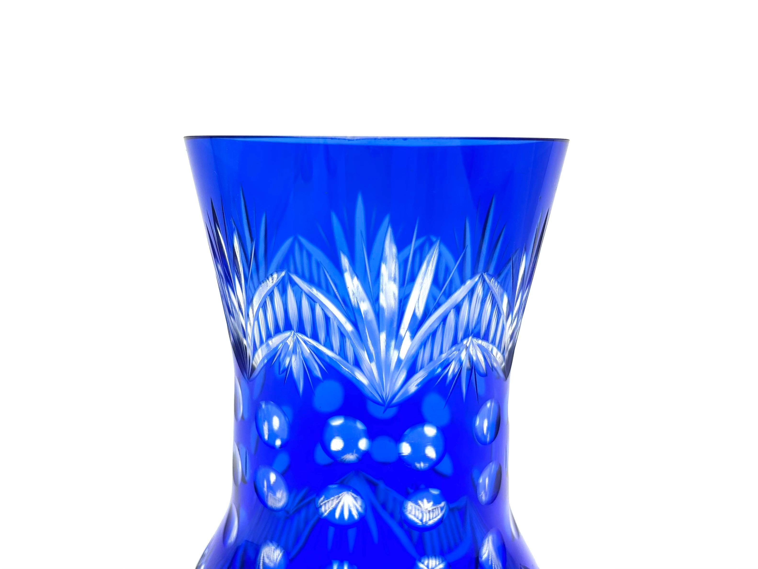 Mid-20th Century Cobalt Crystal Vase, Poland, 1960s For Sale