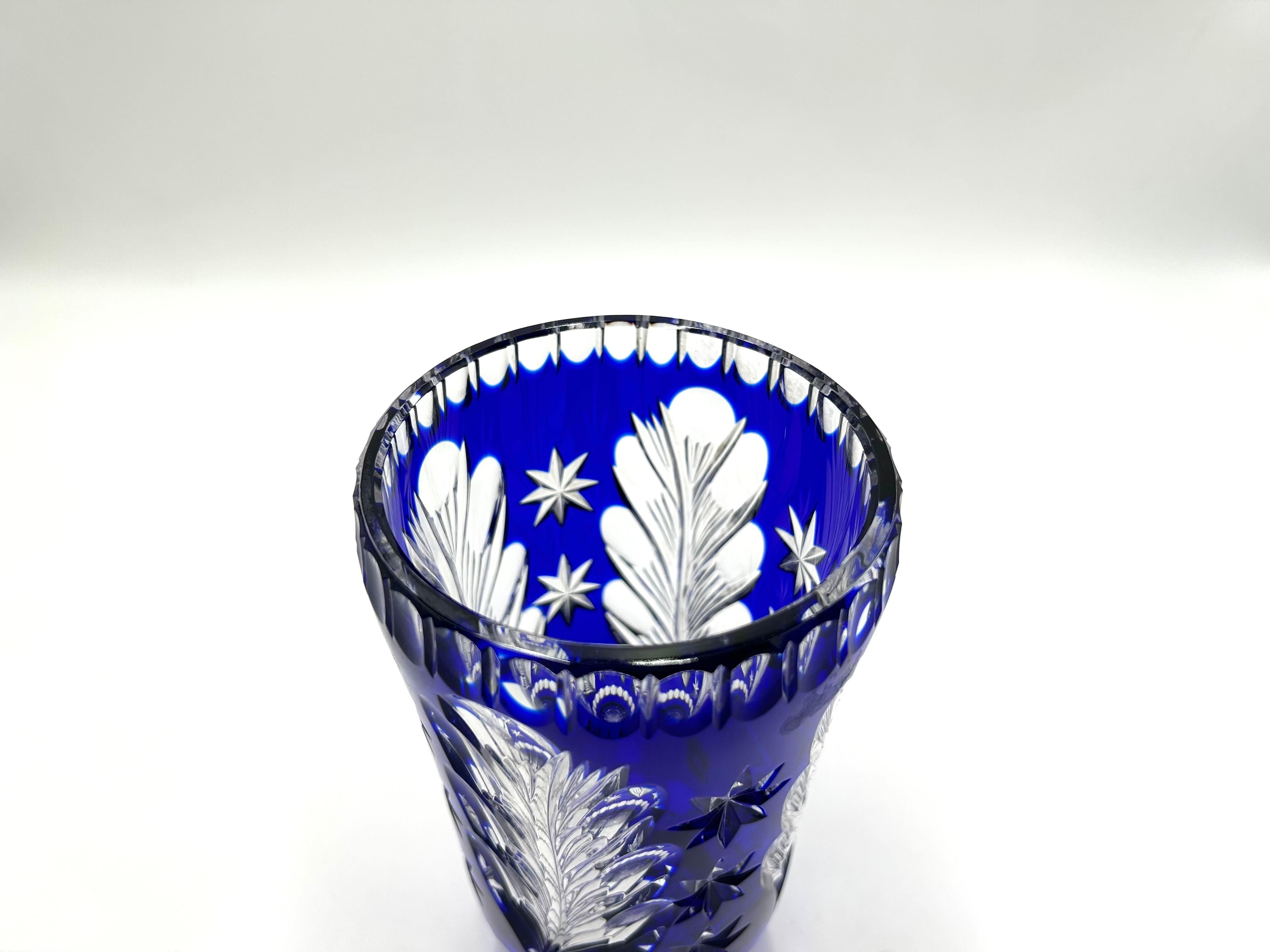 Cobalt Crystal Vase, Poland, 1960s For Sale 2