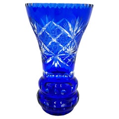 Retro Cobalt Crystal Vase, Poland, 1960s