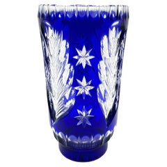 Vintage Cobalt Crystal Vase, Poland, 1960s