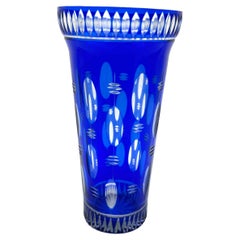 Vase en cristal cobalt, Pologne, années 1960