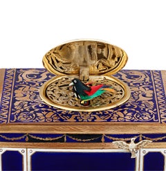 Boîte à oiseaux chantante en émail cobalt