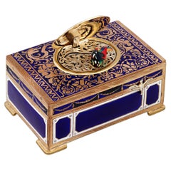 Boîte à oiseaux chantante en émail cobalt