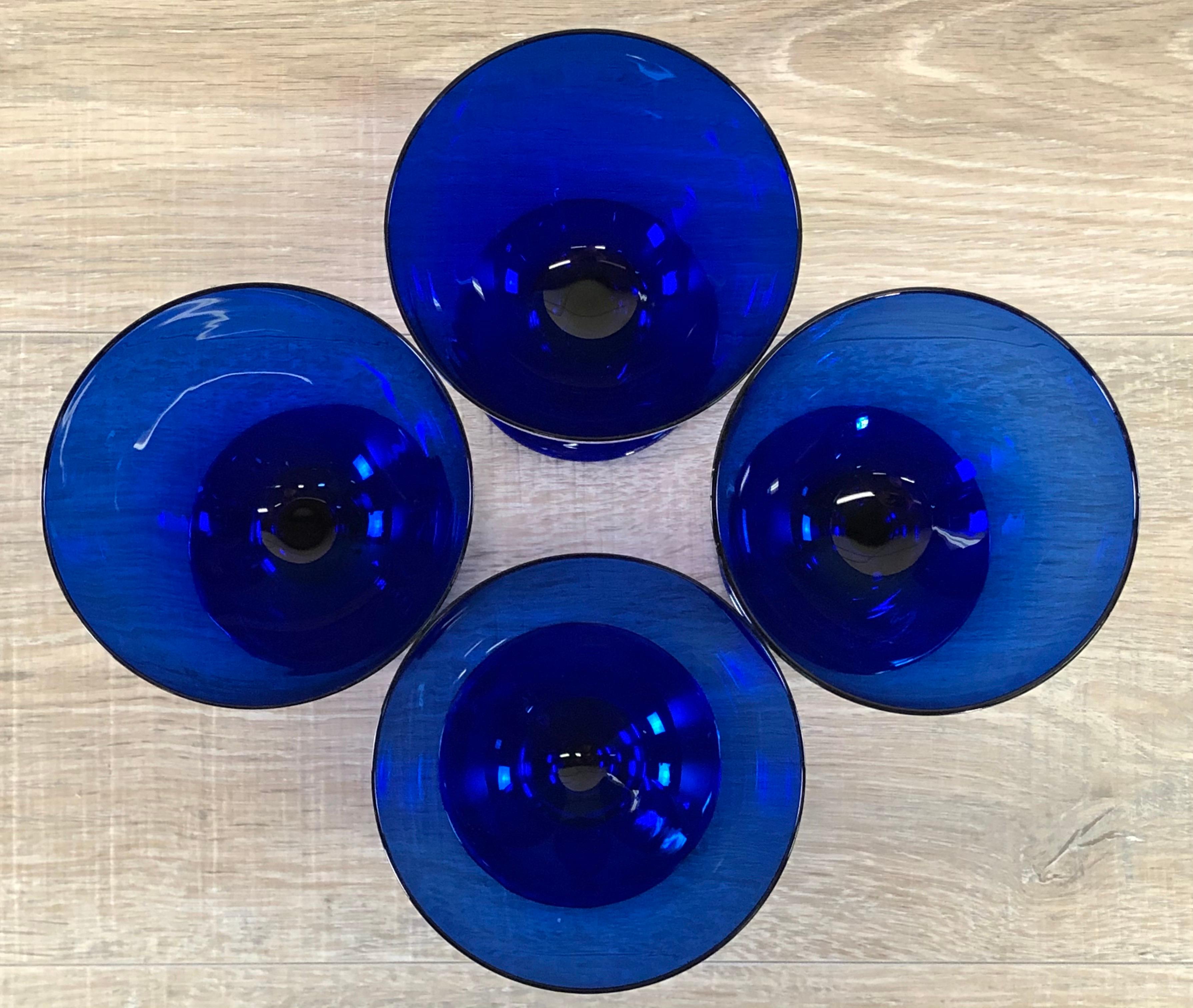 Cobalt Glass Goblets, Set of 4 In Good Condition In Amherst, NH