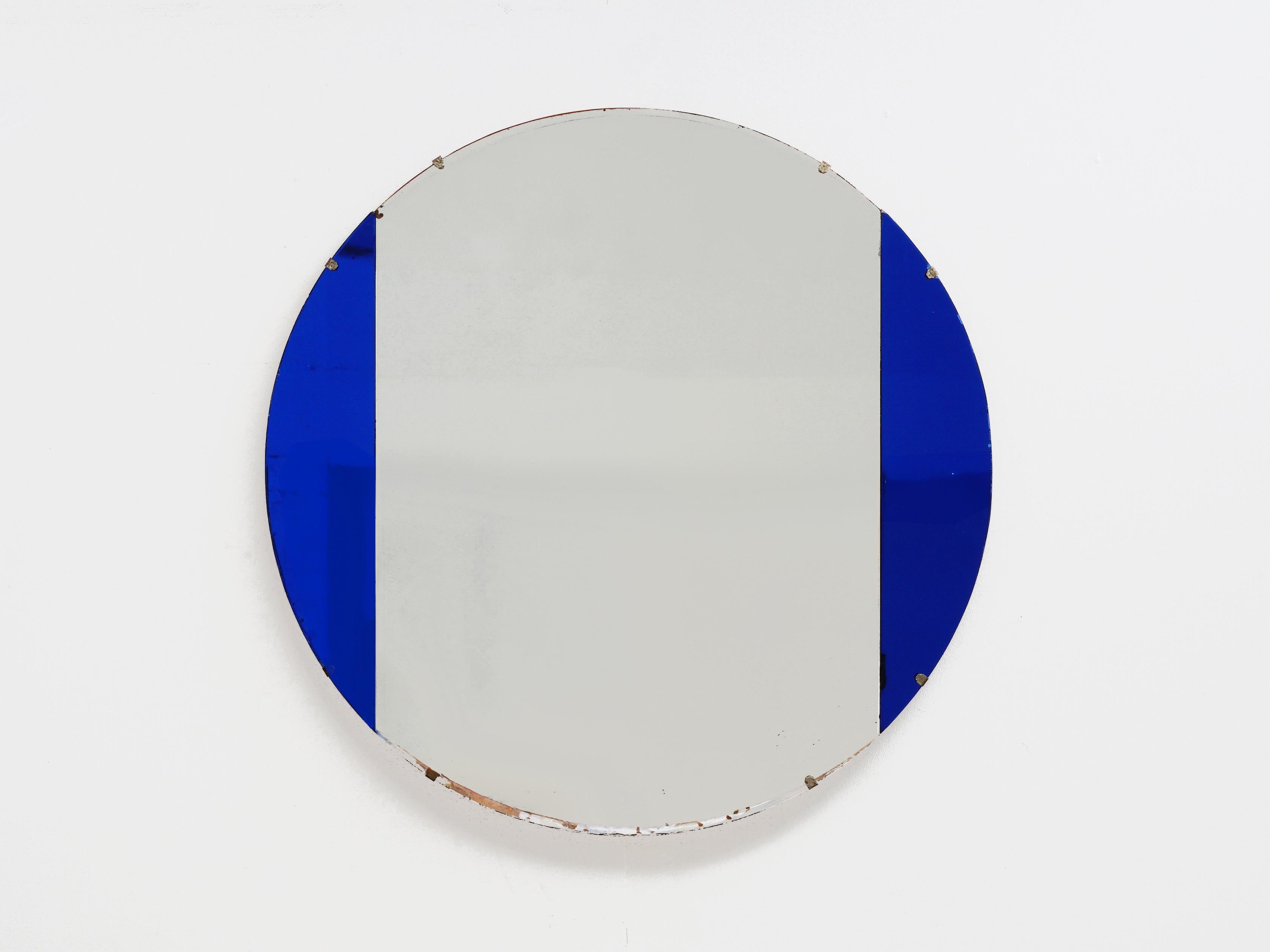 Cobalt Glass Mirror, 1970s In Good Condition In Philadelphia, PA