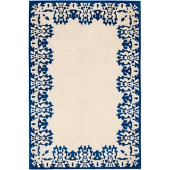 Cobalt Hand-Knotted 10x8 Rug in Wool and Silk by Rodarte