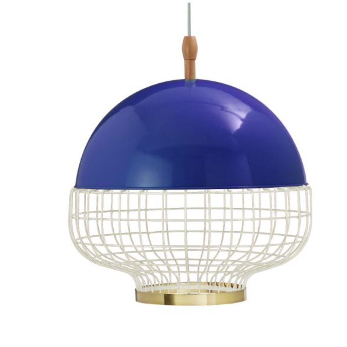 Cobalt Magnolia I suspension lamp with brass ring by Dooq
Dimensions: W 65 x D 65 x H 57 cm
Materials: lacquered metal, polished or brushed metal, brass.
Also available in different colours and materials.

Information:
230V/50Hz
E27/1x20W