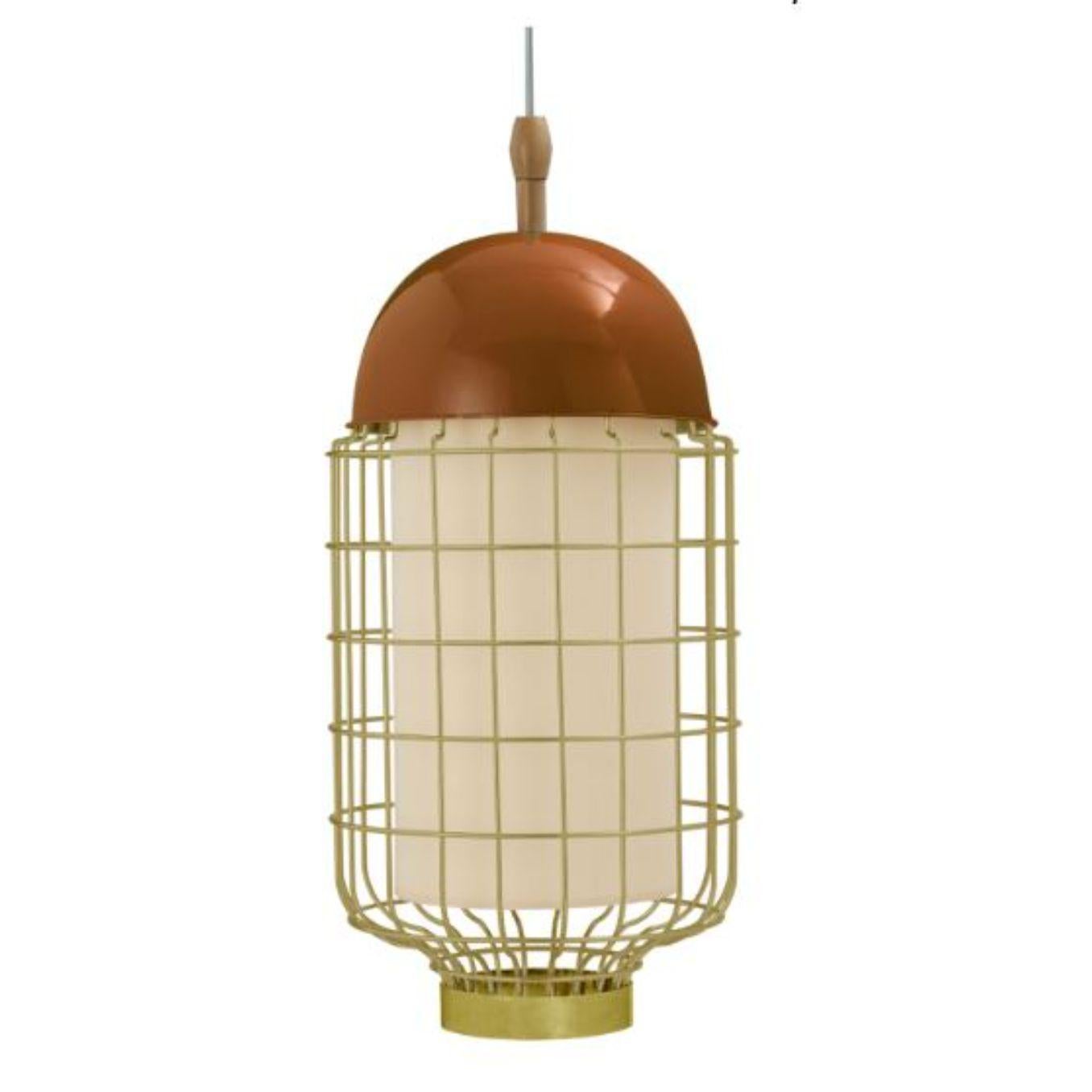 Portuguese Cobalt Magnolia II Suspension Lamp with Brass Ring by Dooq For Sale